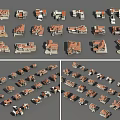Various Detached Villa Architectural Models With Different Exterior And Roof Styles