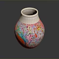 Colorful Sculpture Carving Vase With Intricate Hand Painted Patterns And Vibrant Designs