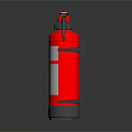 Red Fire Extinguisher With Gray Nozzle Bracket Handle And Reflective Base