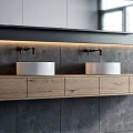 Modern Washing Table Basin Washing Table Combination Creative Solid Wood Washing Table 3d model