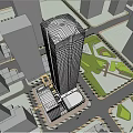 Modern High Rise Hotel Building With Glass Facade Grid Top Design And Illuminated Exterior