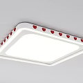 Modern Square and Round Ceiling Lights with White Frame Red Decorative Dots and Illuminated Panel 3d model
