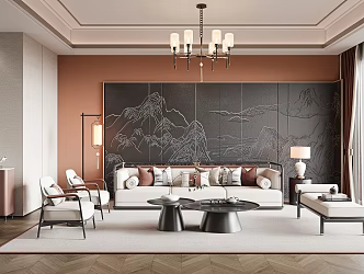 New Chinese Living Room 3d model
