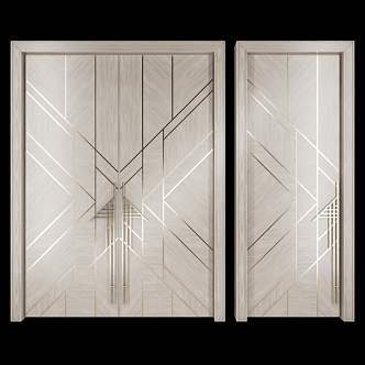 Modern double door single door double door wall decoration wall painting background wall paint 3d model