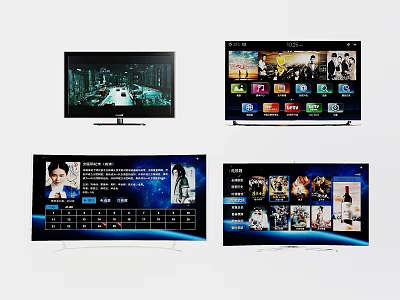 Smart Television Displaying Streaming Services Movie Posters and Content on High Resolution Screen 3d model