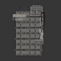 Modern Structural Building Component With Blue Panel And Silver Layered Texture