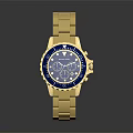 Luxury Gold Watch With Blue Chronograph Dial And Stainless Steel Bracelet