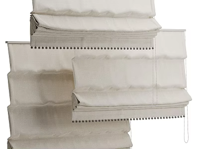Classic Linen Roman Curtains With Pleated Design For Living Room Bedroom Window Treatment 3d model