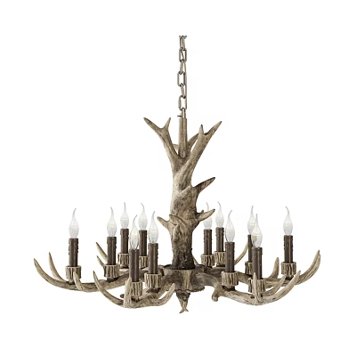 Antler Chandelier With Multiple Branches And Candle Shaped Lights For Home Decor 3d model