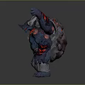 Fierce Four Armed Blue Skinned Fantasy Game Movie Character With Red Accents And Armored Design