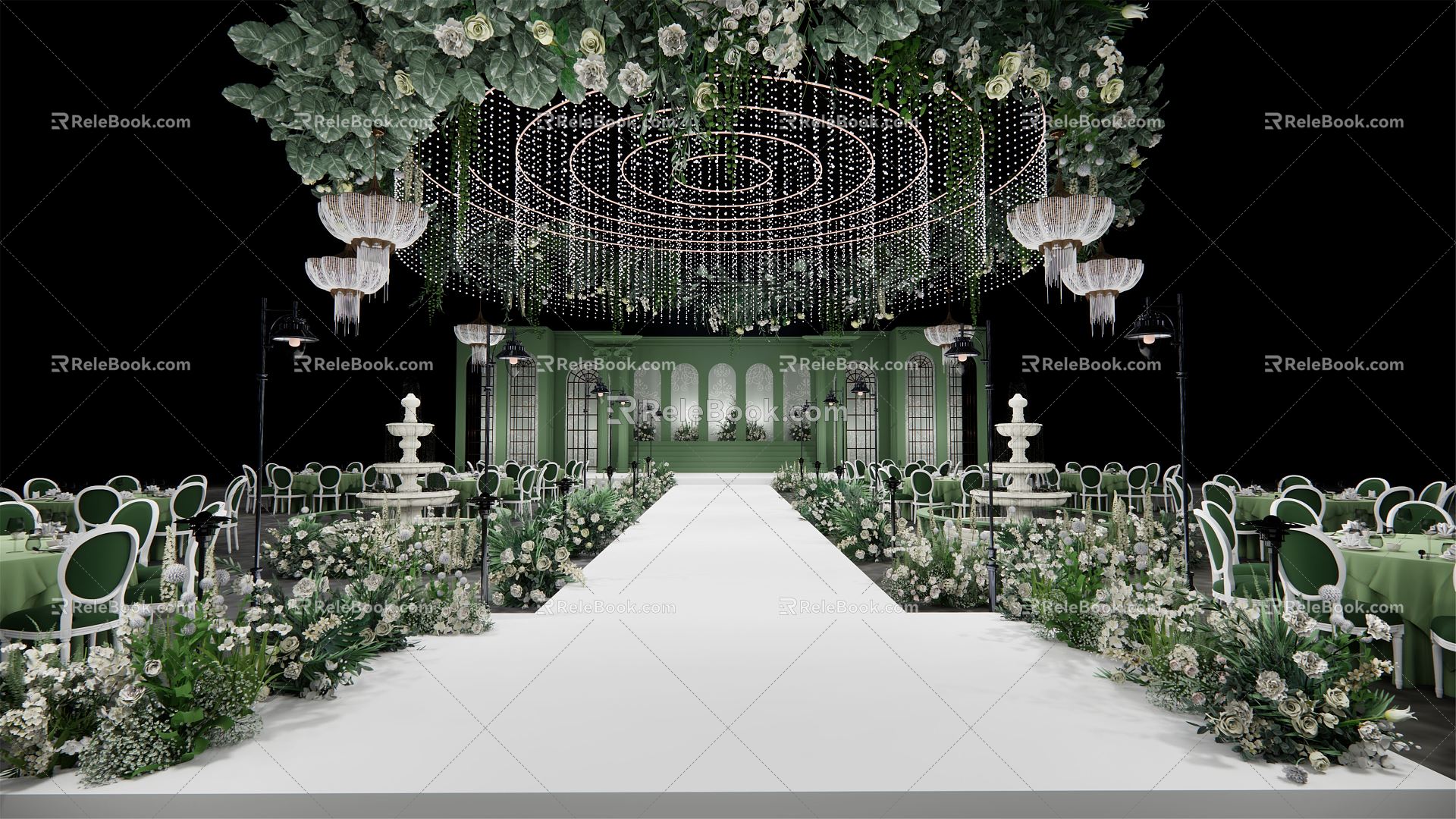 European Wedding Scene Wedding Ballroom 3d model