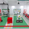 New Energy Vehicle Training Room Interior With Workstations Equipment And Green Flooring