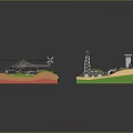 Modern Cartoon Scene Mars Camp Military Base Army Camp 3d model