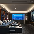 Luxury SPA Sauna Interior With Comfortable Recliners And City Mountain View