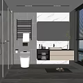 Modern Bathroom Interior Design With Glass Shower Smart Toilet Marble Countertop And Vanity