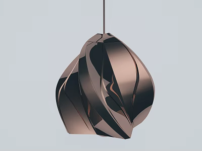 Abstract Geometric Pendant Light With Sleek Metallic Curves For Modern Home Interiors 3d model