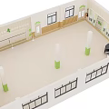 Bright Kindergarten Interior Design With Green Decor Wooden Railings And Large Windows