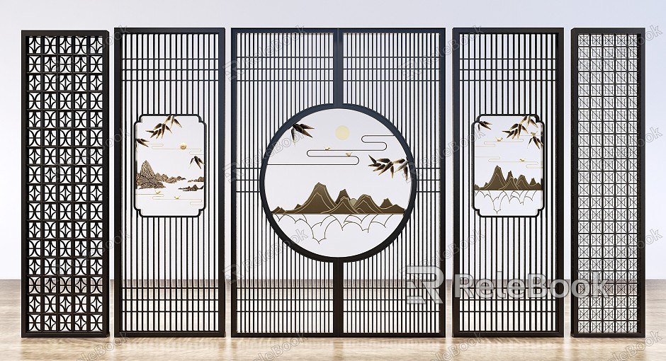 New Chinese style partition lattice screen partition model