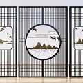New Chinese style partition lattice screen partition 3d model