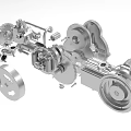 Detailed Industrial Equipment Mechanical Structure With Gears Pulleys Shafts And Components