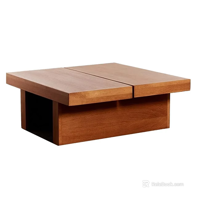 Modern Wooden Coffee Table With Double Top And Storage Space Design 3d model