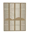 Traditional Wooden Partition With Lattice Design And Arched Decorative Elements 3d model