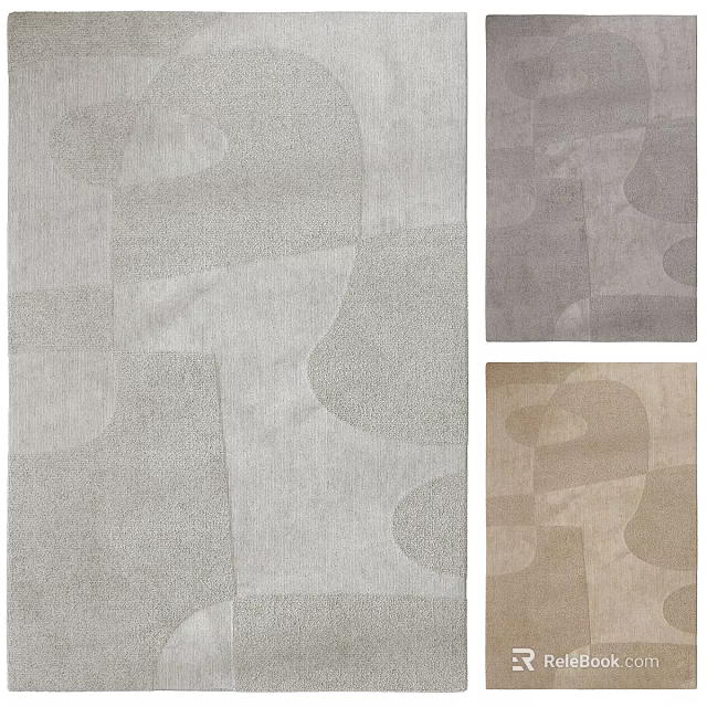 Modern Square Rug With Abstract Geometric Patterns And Textured Surface In Neutral Tones 3d model 