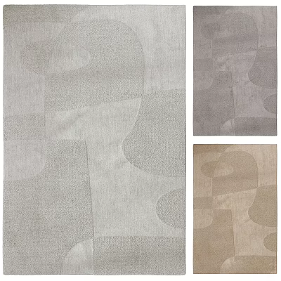 Modern Square Rug With Abstract Geometric Patterns And Textured Surface In Neutral Tones 3d model