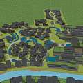 Aerial Planning of Modern Hillside Residential Architecture with Lush Forest Surroundings