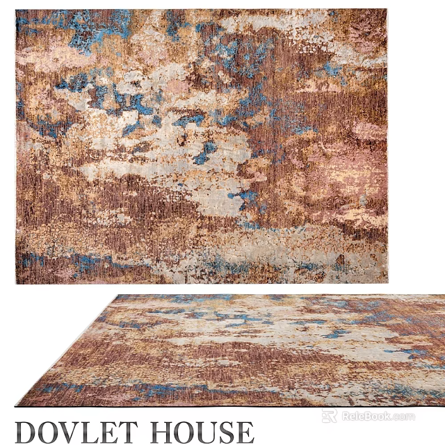 Modern Artistic Abstract Square Rug Featuring Brown Blue Beige Textured Design 3d model 