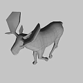Brown Moose Game Movie Character 3D Model with Large Antlers