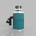 Modern Teal And Silver Cylindrical Kitchen Appliance With Striped Design 3d model