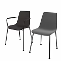 Modern Armrest Chairs With Black Metal Legs And Two Tone Design