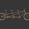 Golden Three Person Bicycle With Three Seats And Dark Background Reflection Design 3d model
