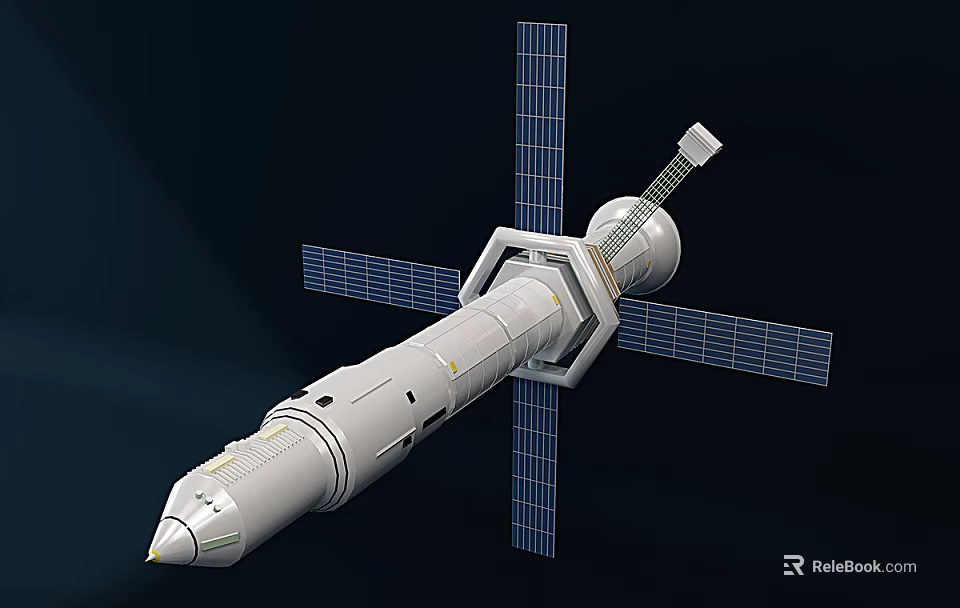 Modern Space Station Module With Solar Panels And Central Structure 3d model