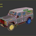 Classic Gray Off Road Car With White Roof And Large Tires