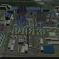Large Scale Industrial Plant With Multiple Facilities Storage Tanks And Pipeline Structures Layout 3d model