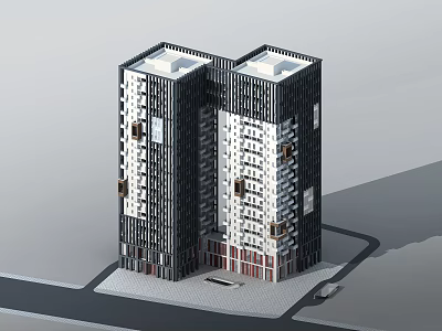 Modern High Rise Residential Twin Towers With Contemporary Exterior Design And Urban Setting 3d model