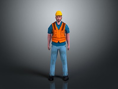 Worker European worker mechanic builder repairman miner digger modern figure 3d model