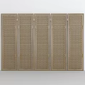 Five Panel Decorative Screen With Golden Frame And Woven Texture For Home Decor 3d model