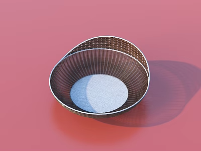 Single Sofa With Metal Mesh Design And White Cushion On Red Background 3d model