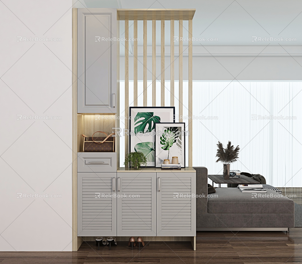 Modern hall cabinet with barrier and porch cabinet 3d model