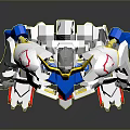 Anime Style Mech Robot Figure With White Body Yellow Head Blue Chest And Red Feet