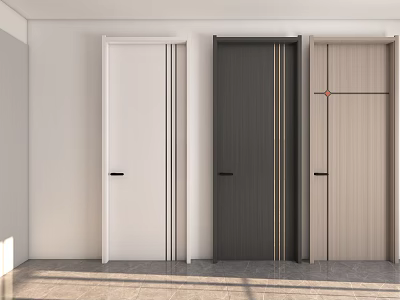 Modern Hinged Doors in White Dark Gray and Wood Tones for Interior Design 3d model