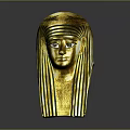 Ancient Egyptian Style Golden Headdress Mask with Black Stripes Blue and White Decorations