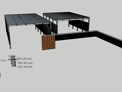 Pergola Structure Design With Detailed Dimensions Including 200mm 250mm And 300mm Specifications 3d model