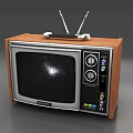 Vintage Television With Wooden Case Top Antennas Dials And Buttons