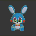 Cute Blue Rabbit Plush Toy With Big Ears Colorful Eyes Red Cheeks And Bow Tie