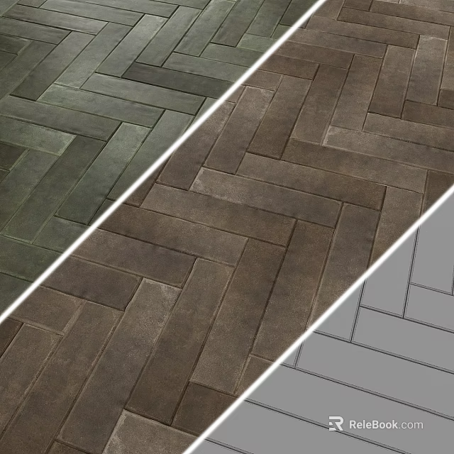 Sturdy Floor Tile Components With Herringbone Pattern And Various Color Shades 3d model 