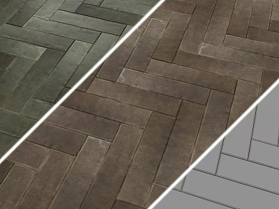 Sturdy Floor Tile Components With Herringbone Pattern And Various Color Shades 3d model